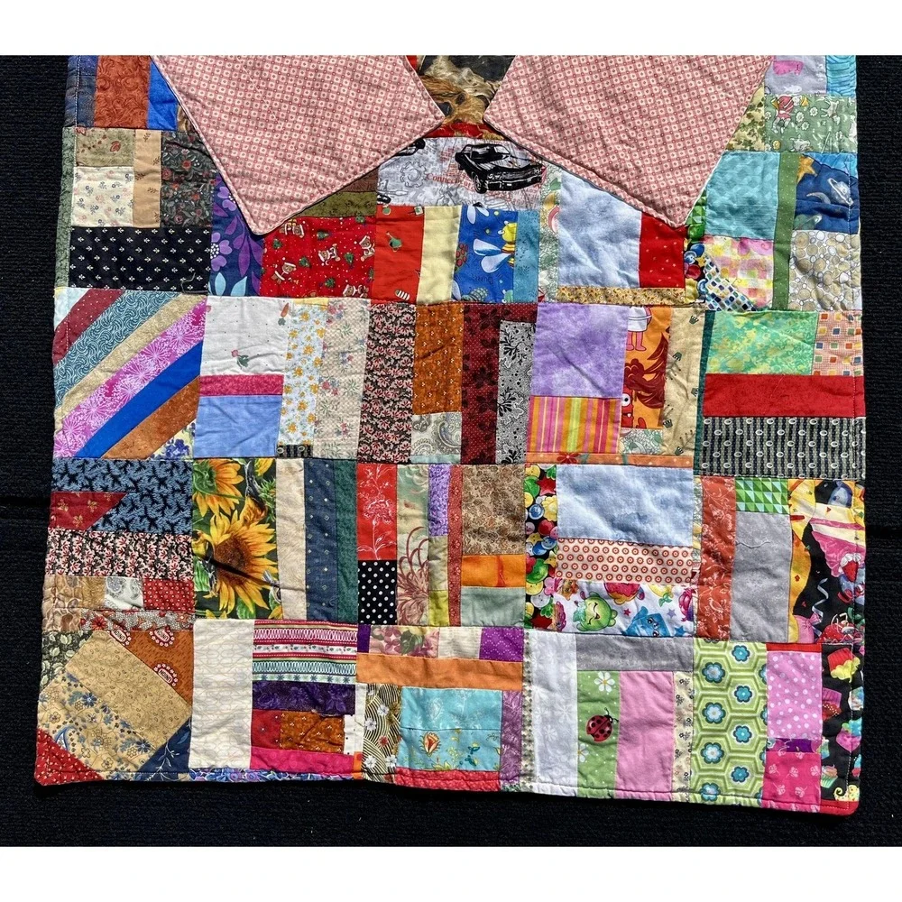 Handmade Patchwork Quilt Baby Toddler Scrappy Boho Multicolor Cotton 24x32